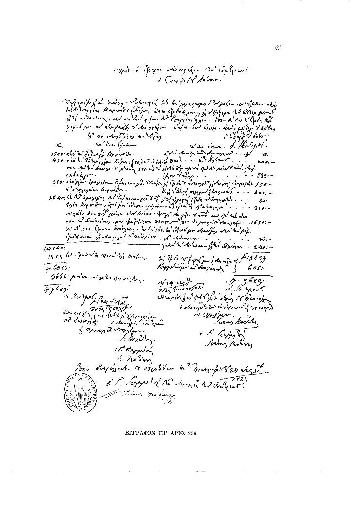 Tόμος 13 - Πίνακας Θ': Έγγραφον υπ'αριθ. 258