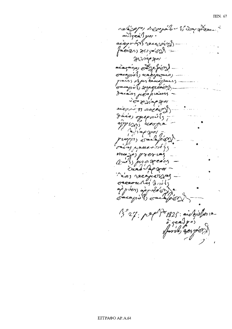 Tόμος 18 - Πίνακας 67: Έγγραφο αρ. Α 64