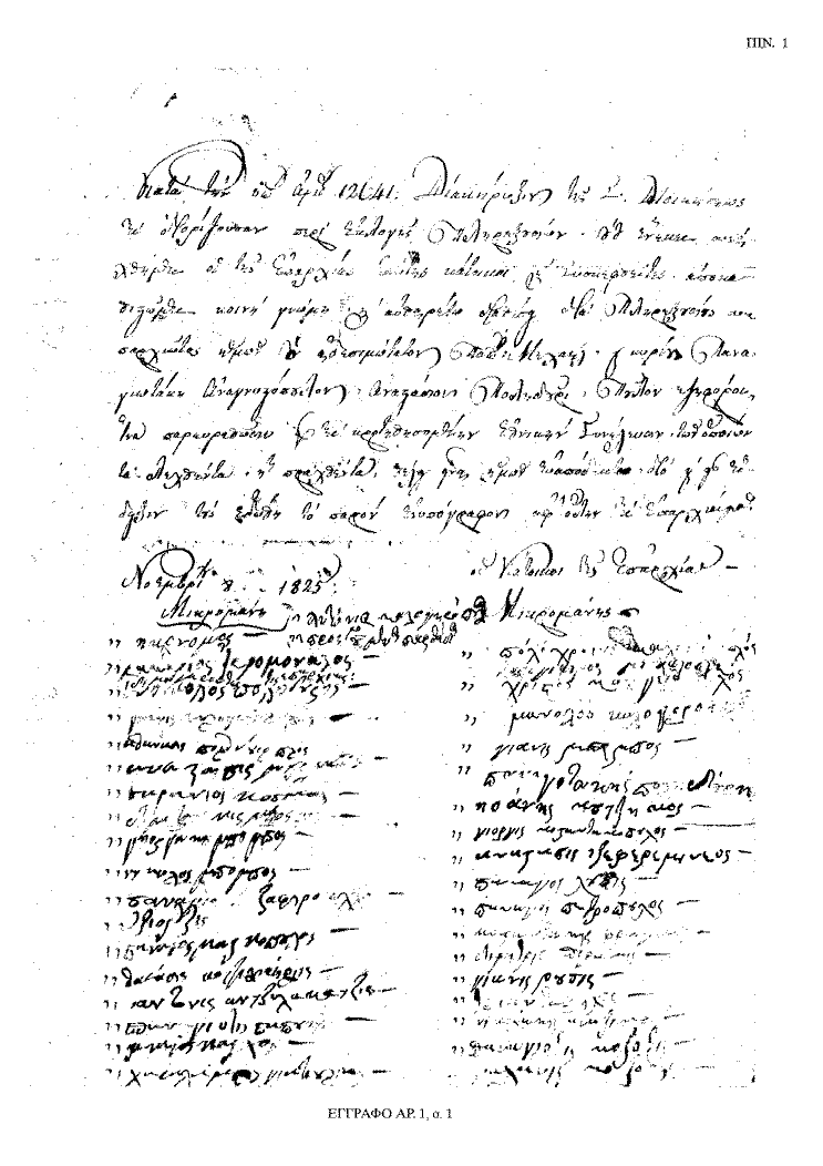 Tόμος 20 - Πίνακας 1: Έγγραφο αρ. 1, σ. 1