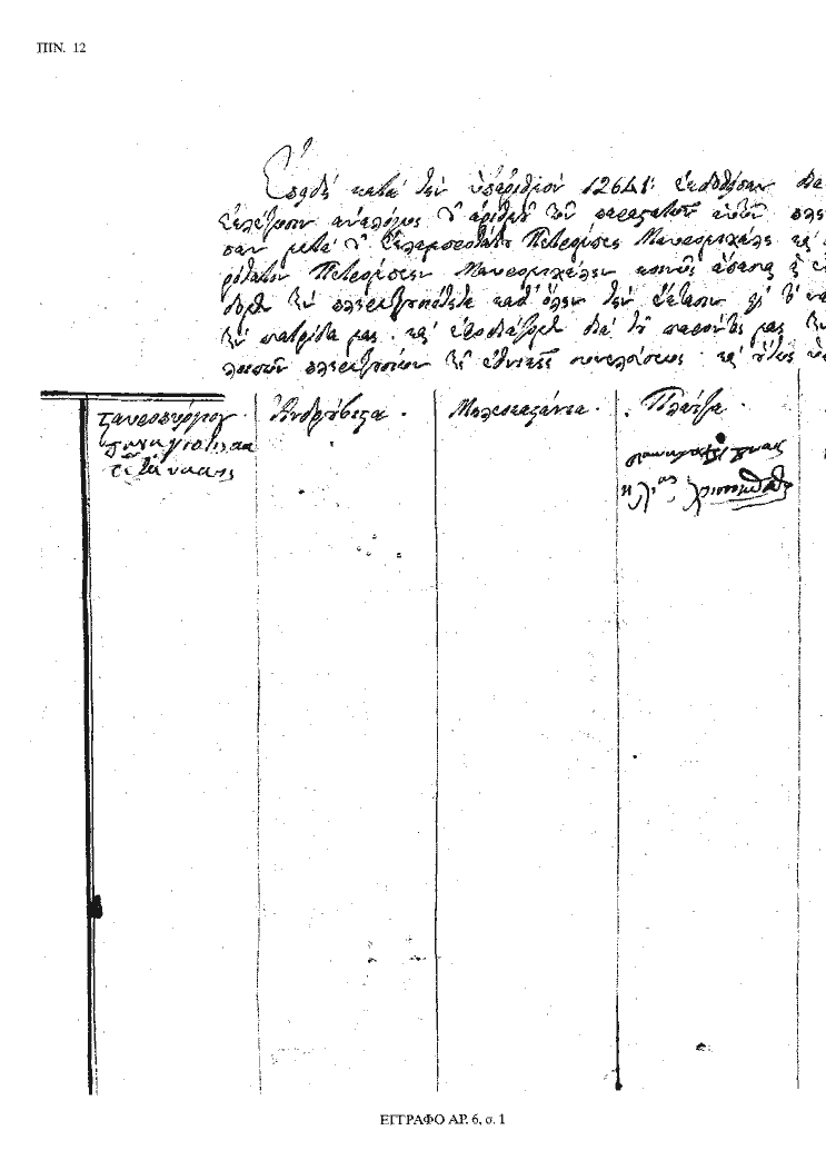 Tόμος 20 - Πίνακας 12: Έγγραφο αρ. 6, σ. 1