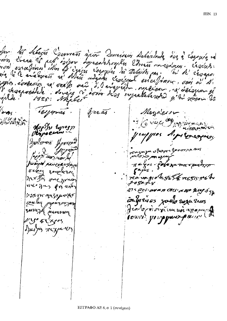 Tόμος 20 - Πίνακας 13: Έγγραφο αρ. 6, σ. 1 (συνέχεια)