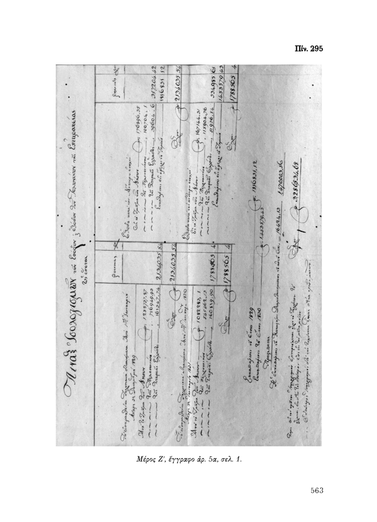 Πίν. 295 Μέρος Ζ, έγγραφο αρ. 5α, σελ. 1.